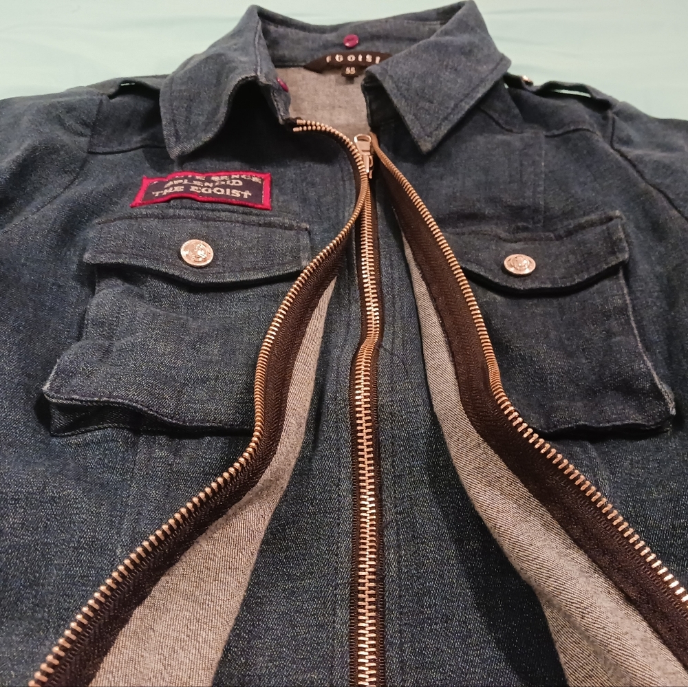 RARE Egoist stretchy blue jean military cow girl denim jacket cowgirl western 55 - Picture 7 of 16